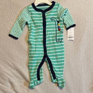 Carter's Teal Striped Dinosaur Footie